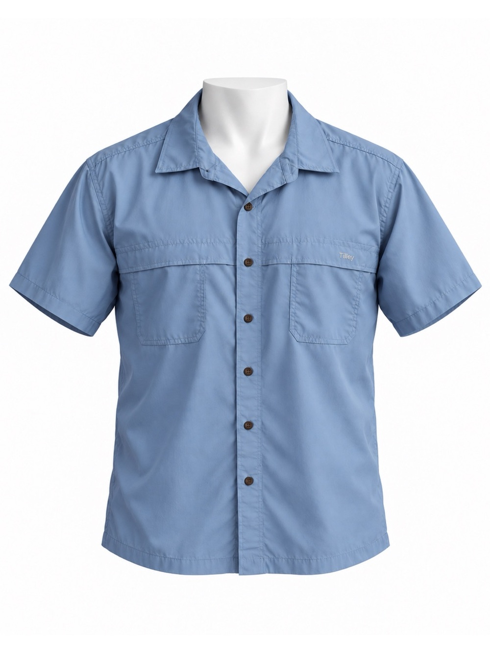 Size XXL Tilley Men’s Slate Short Sleeve Button Front Travel Shirt Chest Pockets